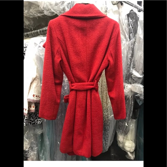 T tahari wool poppy red coat outer wear NWT - Picture 4 of 8